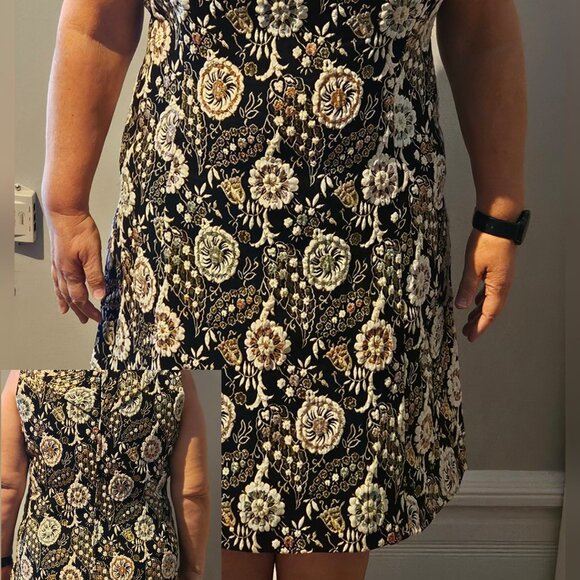 Vintage 1960s Sleeveless Brocade Party Dress (14 in sizing today) - Picture 3 of 7